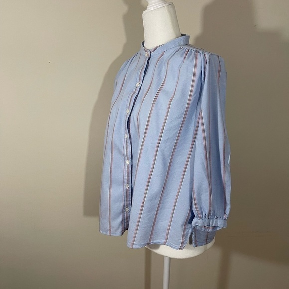 Old Navy sz x sm shirt style button down lite  blue with pin striping - Picture 8 of 10